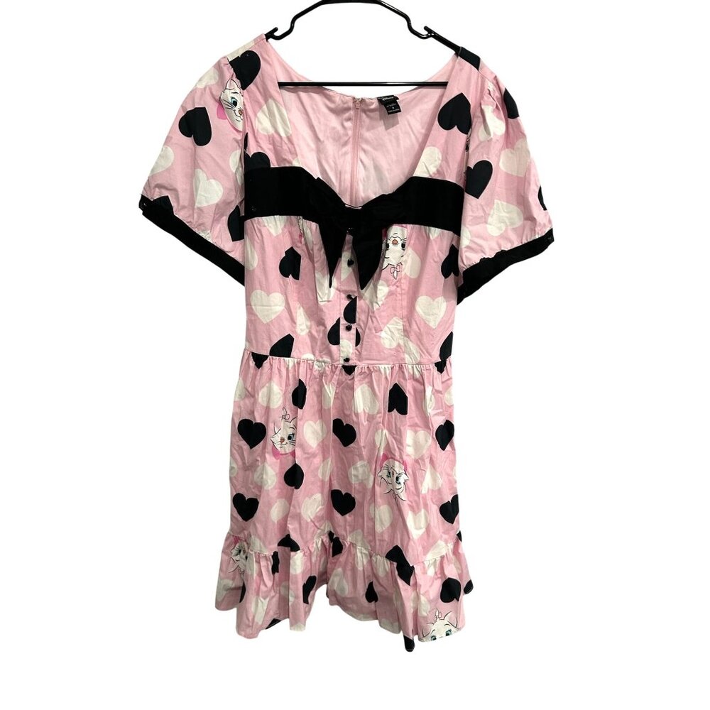 Disney Marie Pink Dress Heart Pattern And Bow Accents Size 4 Kidcore Aristocats